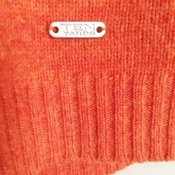 TEN YARDS Retro V-Neck Orange Sweater - Picture 8 of 12